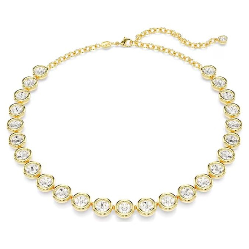 Imber necklace Round cut, White, Gold-tone plated