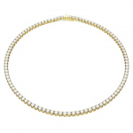 Matrix Tennis necklace Round cut, Small, White, Gold-tone plated