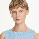 Matrix Tennis necklace Round cut, Small, White, Gold-tone plated