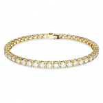 Matrix Tennis bracelet Round cut, Small, White, Gold-tone plated