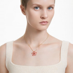 Idyllia pendant Flower, Small, Pink, Gold-tone plated