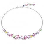 Gema necklace Mixed cuts, Multicolored, Rhodium plated