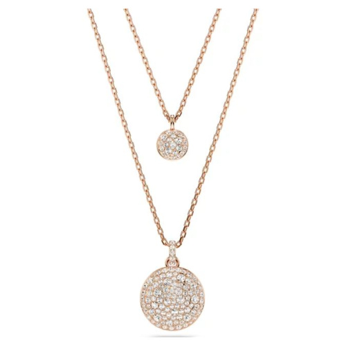 Sublima layered pendant White, Rose gold-tone plated