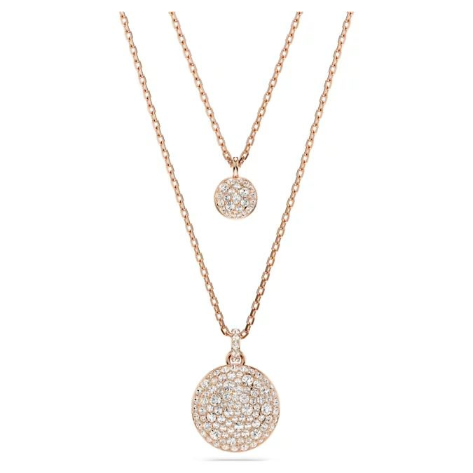 Sublima layered pendant White, Rose gold-tone plated