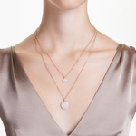 Sublima layered pendant White, Rose gold-tone plated