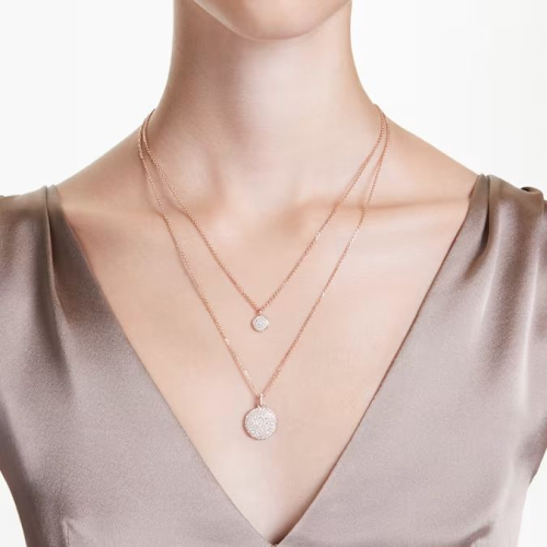 Sublima layered pendant White, Rose gold-tone plated