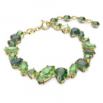 Gema bracelet Mixed cuts, Green, Gold-tone plated