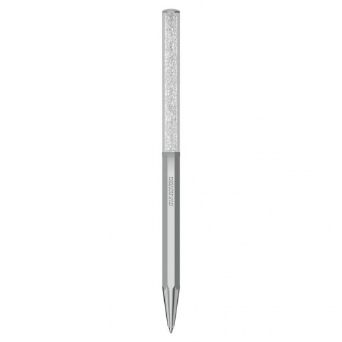 Crystalline ballpoint pen Octagon shape, Silver tone, Chrome plated