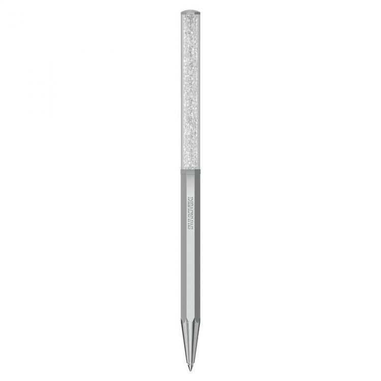 Crystalline ballpoint pen Octagon shape, Silver tone, Chrome plated