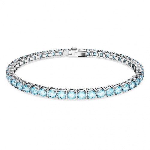 Matrix Tennis bracelet Round cut, Blue, Rhodium plated