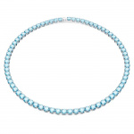 Matrix Tennis necklace Round cut, Medium, Blue, Rhodium plated