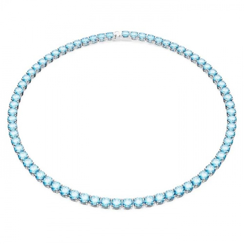 Matrix Tennis necklace Round cut, Medium, Blue, Rhodium plated