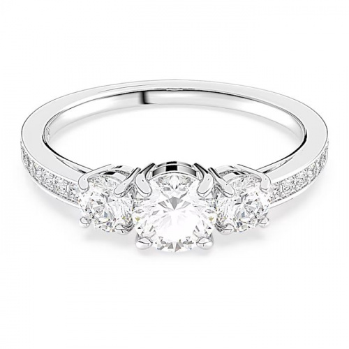Stilla Attract ring Round cut, White, Silver-tone finish