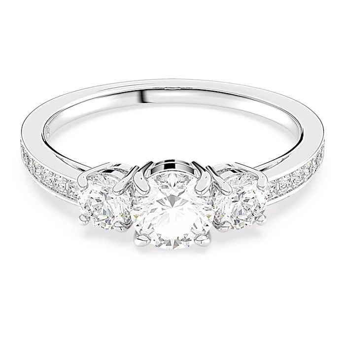 Stilla Attract ring Round cut, White, Silver-tone finish