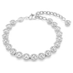 Imber Tennis bracelet Round cut, White, Rhodium plated