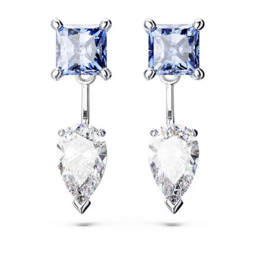 Mesmera earring jackets Mixed cuts, Detachable, Blue, Rhodium plated