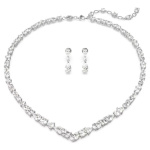 Mesmera set Mixed cuts, White, Rhodium plated