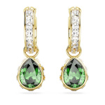 Chroma drop earrings Pear cut, Green, Gold-tone plated