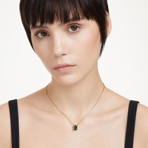 Stilla pendant Rectangular cut, Green, Gold-tone plated