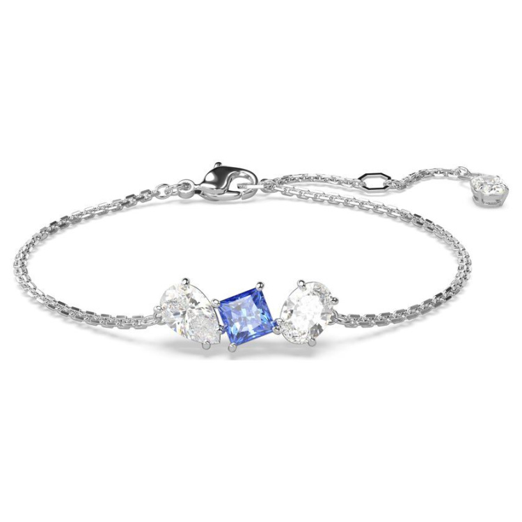 Mesmera bracelet Mixed cuts, Blue, Rhodium plated