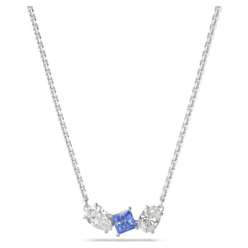 Mesmera pendant Mixed cuts, Blue, Rhodium plated