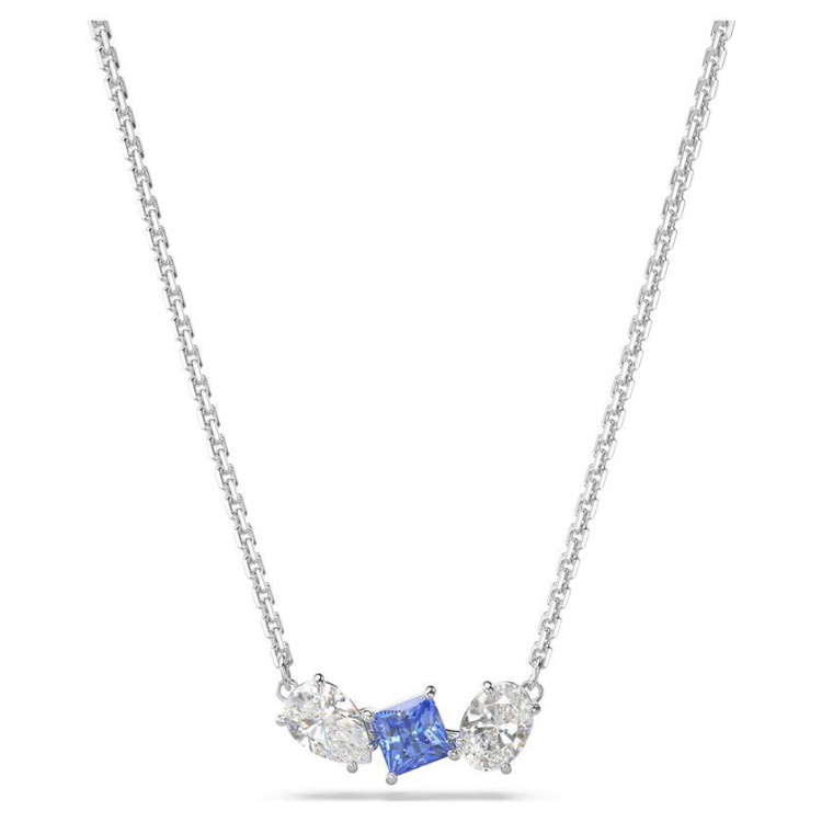 Mesmera pendant Mixed cuts, Blue, Rhodium plated