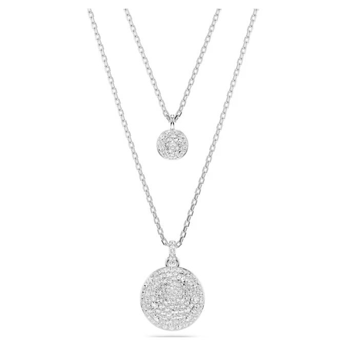 Sublima layered pendant White, Rhodium plated