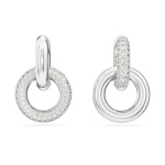 Dextera hoop earrings Interlocking loop, White, Rhodium plated