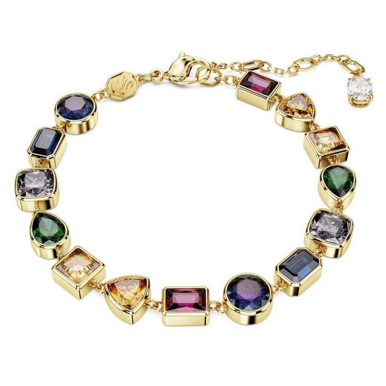 Imber Tennis bracelet Mixed cuts, Multicolored, Gold-tone plated