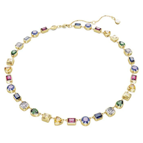 Imber Tennis necklace Mixed cuts, Multicolored, Gold-tone plated
