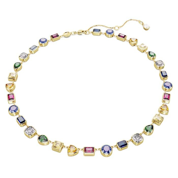 Imber Tennis necklace Mixed cuts, Multicolored, Gold-tone plated