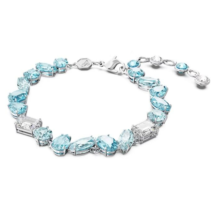 Gema bracelet Mixed cuts, Blue, Rhodium plated