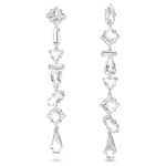 Mesmera drop earrings Mixed cuts, Long, White, Rhodium plated