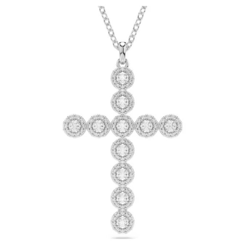 Insigne pendant Mixed cuts, Cross, White, Rhodium plated