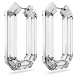 Lucent hoop earrings Statement, Octagon shape, White