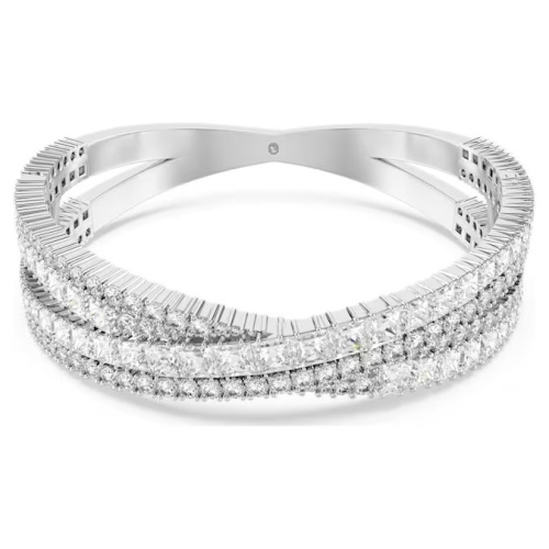 Hyperbola cuff Infinity, White, Rhodium plated