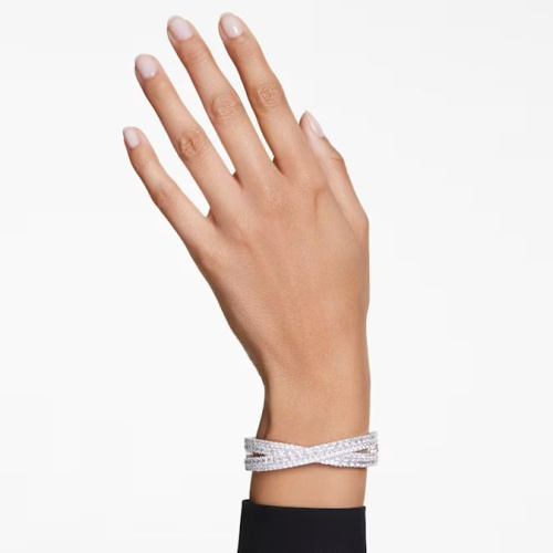 Hyperbola cuff Infinity, White, Rhodium plated