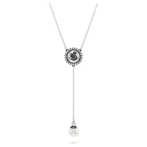 Swarovski Swan Y pendant Swan, Gray, Rhodium plated