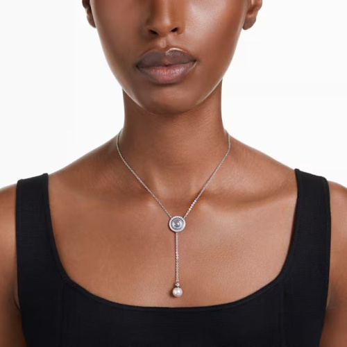 Swarovski Swan Y pendant Swan, Gray, Rhodium plated