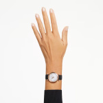 Crystalline Wonder watch Swiss Made, Leather strap, Black, Rose gold-tone finish