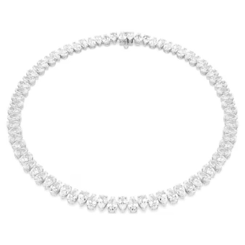 Matrix necklace Pear cut, White, Rhodium plated