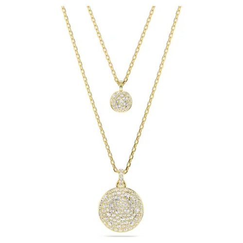 Sublima layered pendant White, Gold-tone plated