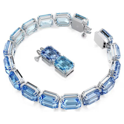 Millenia bracelet Octagon cut, Color gradient, Blue, Rhodium plated