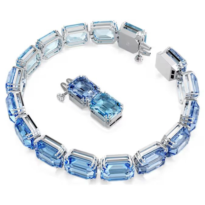 Millenia bracelet Octagon cut, Color gradient, Blue, Rhodium plated