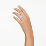 Sublima cocktail ring Moon, White, Rhodium plated