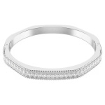 Matrix bangle Baguette cut, White, Rhodium plated