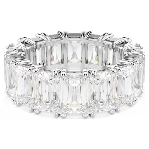 Matrix Vittore ring Baguette cut, White, Rhodium plated