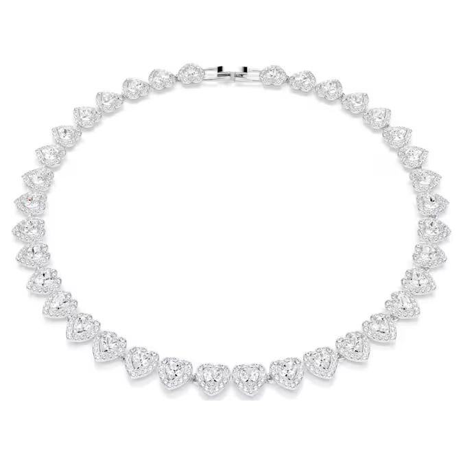Ariana Grande x Swarovski Tennis necklace Mixed cuts, Heart, White, Rhodium plated
