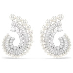 Ariana Grande x Swarovski drop earrings Crystal Pearl, Mixed cuts, White, Rhodium plated