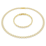 Una Angelic set Round cut, White, Gold-tone plated